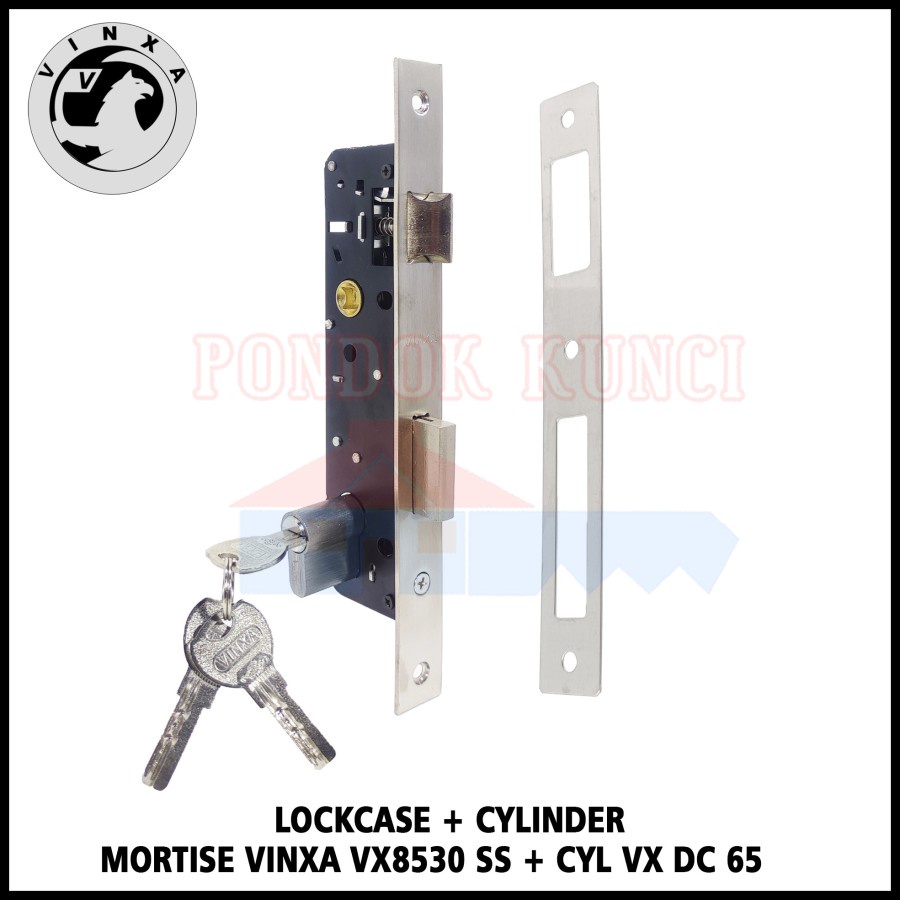 Kunci Pintu Aluminium Swing Vinxa (Lockcase & Cylinder DC 65mm)