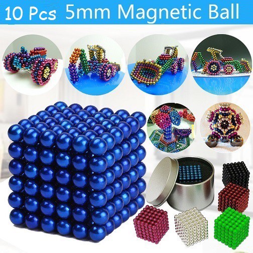 10 Butir Magnet Neodymium Balls Bulat 5mm Mainan Bola DIY Cube Puzzle