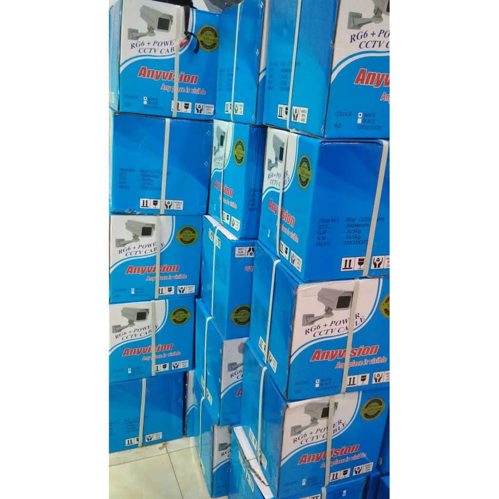 Anyvision kabel coaxial RG6+POWER cctv cable RG 6 p rg6p