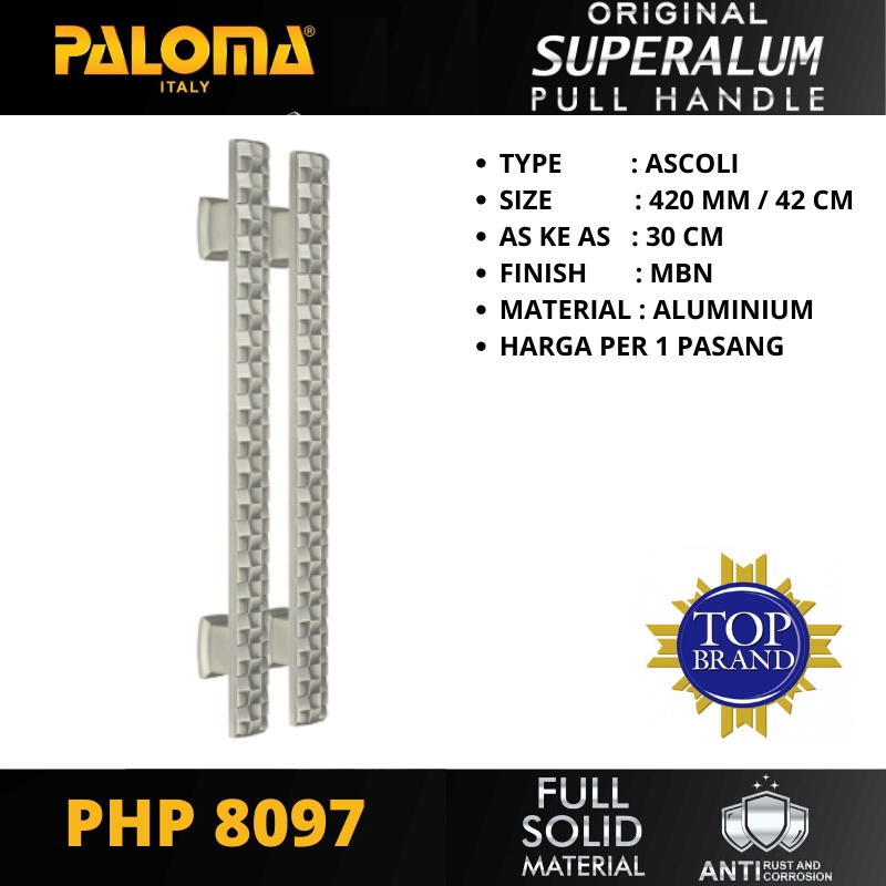 PALOMA PHP 8097 TARIKAN PINTU PULL HANDLE SUPERALUM ASCOLI 420MM MBN