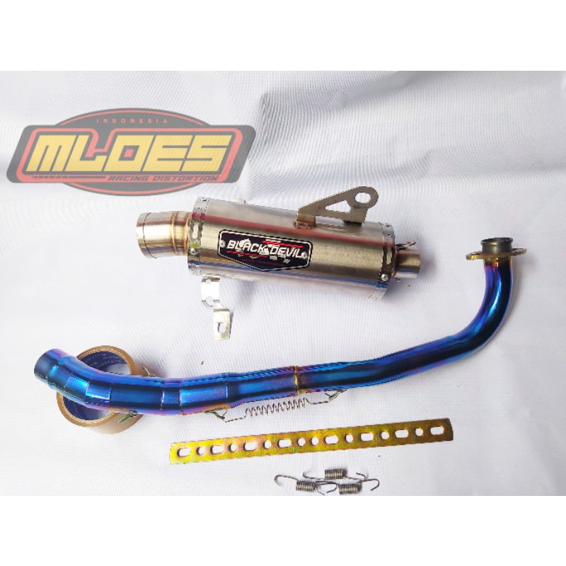 knalpot BLACK DEVIL leher BLUE Inlet 38 untuk aerox New. nmax New.