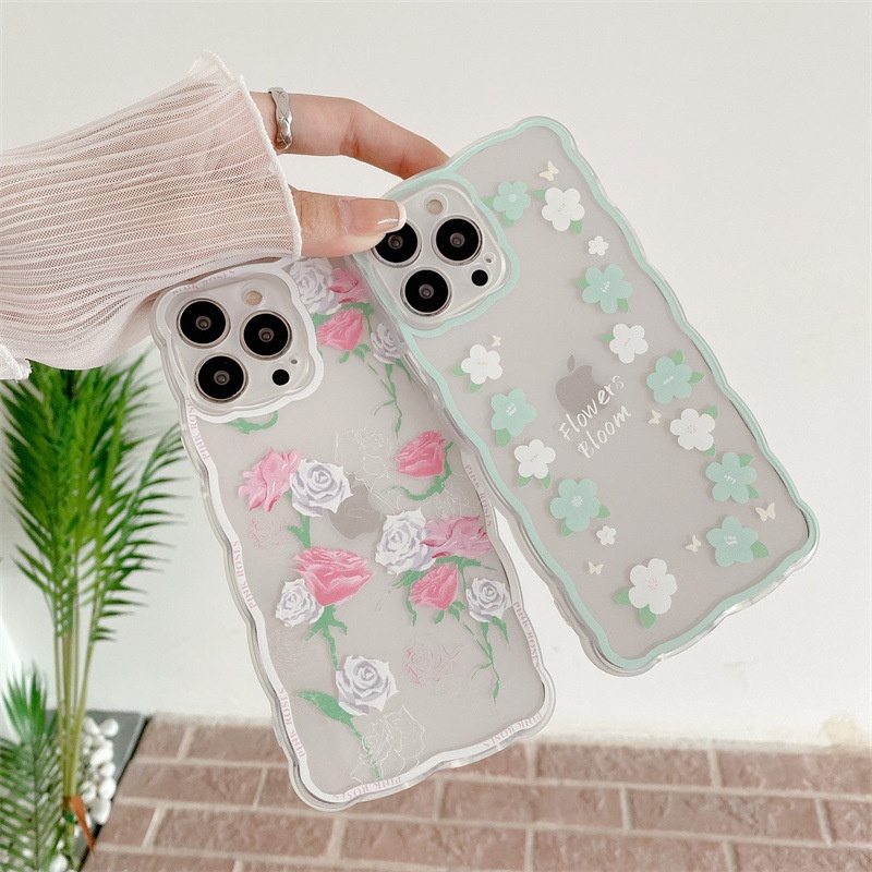 Soft Case Pelindung Transparan Bentuk Mawar Gelombang Musim Panas Untuk Iphone 7 8 PLUS X XR XS 11 12 13 PRO MAX SE 2020