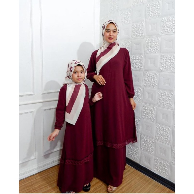 Best Seller Berkualitas Gamis Malaysia Set Ibu Anak Perempuan Baju Kurung Melayu Couple Keluarga Pas