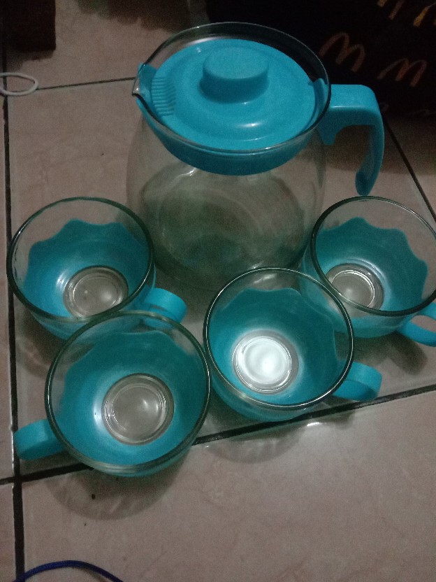 Tea Pot Set 5 In 1 /teko Set /teko Kaca/ Cangkir Kopi/ Teapot