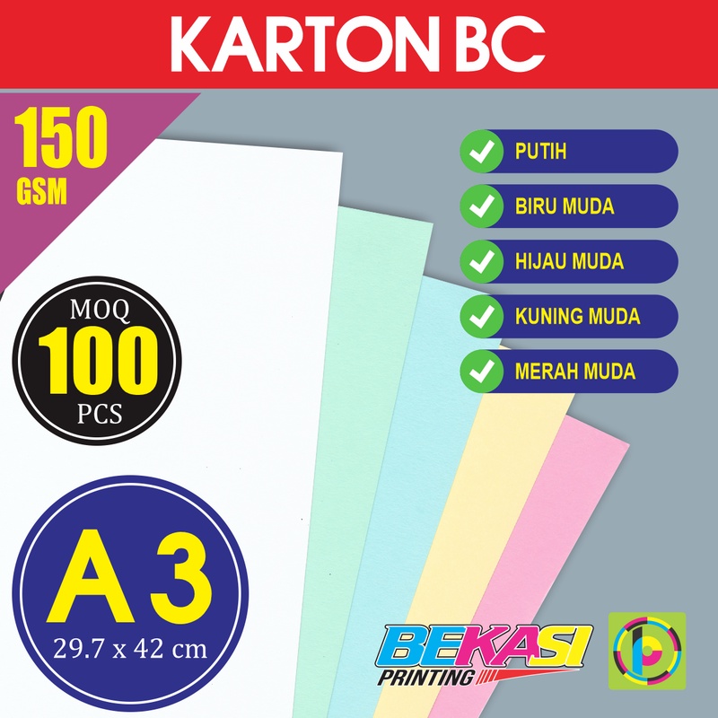 

Kertas Briefcard Brief Card BC 150 GSM Ukuran A3 29.7x42 cm isi 100 Lbr