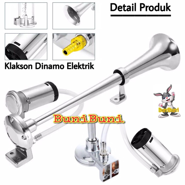 Klakson Terompet 1 Corong Komplit Dinamo Elektrik Mobil 12 Volt &amp; Truk 24 Volt - Klakson Angin Dinamo Mobil 12V - 24V (GW)