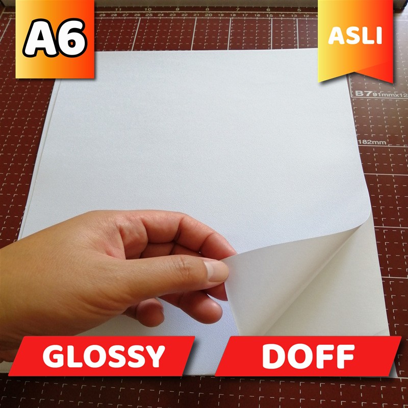 

Kertas Stiker A6 Polos Isi 100 Lembar / Glossy Mengkilap / Matte Doff