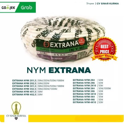 Kabel Listrik NYM 4x4mm 50M EXTRANA | EXTRANA Kabel NYM | SNI