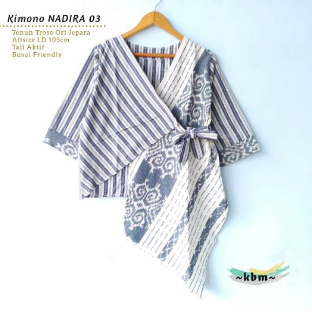 Kimono tenun troso mix lurik dan kimono nadira tenun.