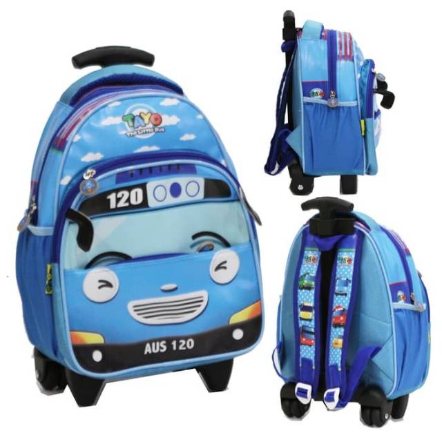 TAS TROLLEY ANAK TK & PG BUS TAYO BIRU / TAS TROLI RODA SEKOLAH TAYO