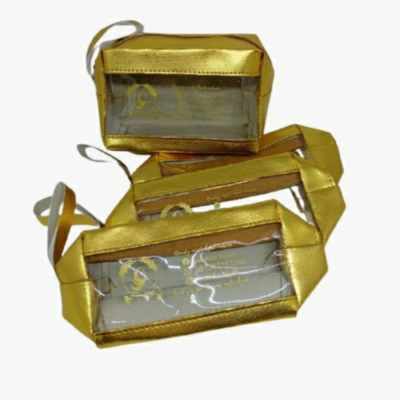 Pouch Kosmetik Skincare Transparan Jendela Custom Murah Mika 15x10x7 cm