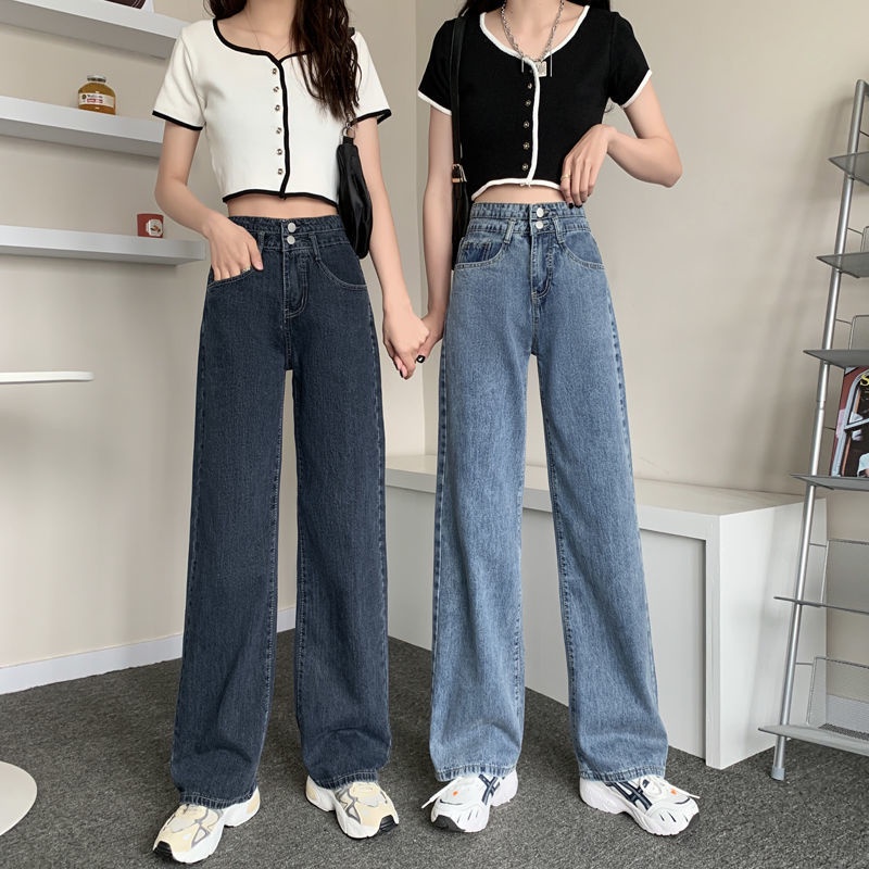 New Korean Style High Waist Murah Longgar Celana Jeans Panjang Wanita Import