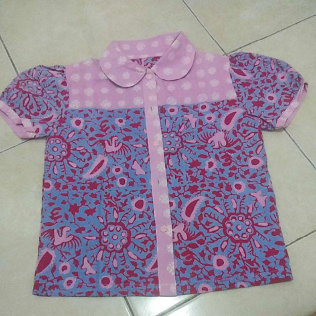 Blouse Batik Anak Perempuan Usia Sd Kelas 1- 3 (size 7 - Ld 38- 39cm)