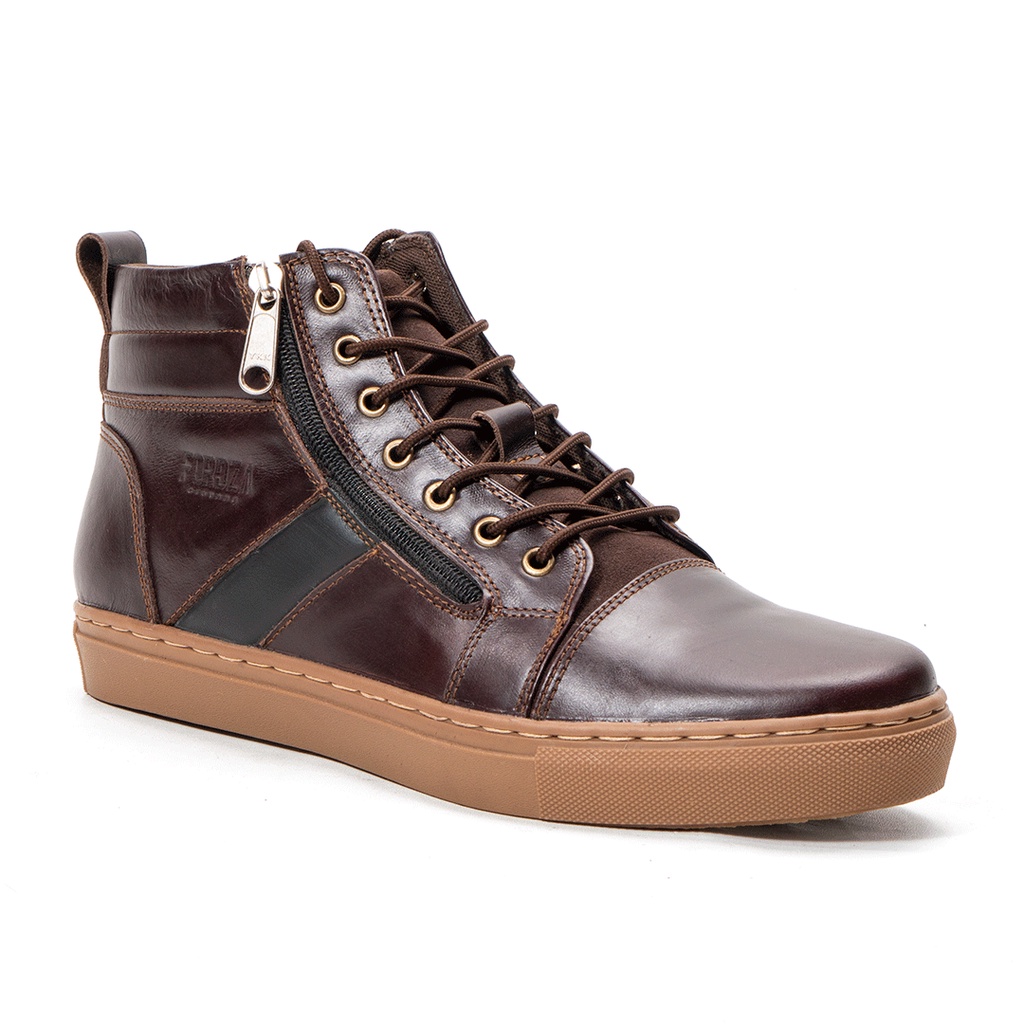 Sepatu Pria Casual Sneakers Kulit Asli Mahanta High Top Leather Q74