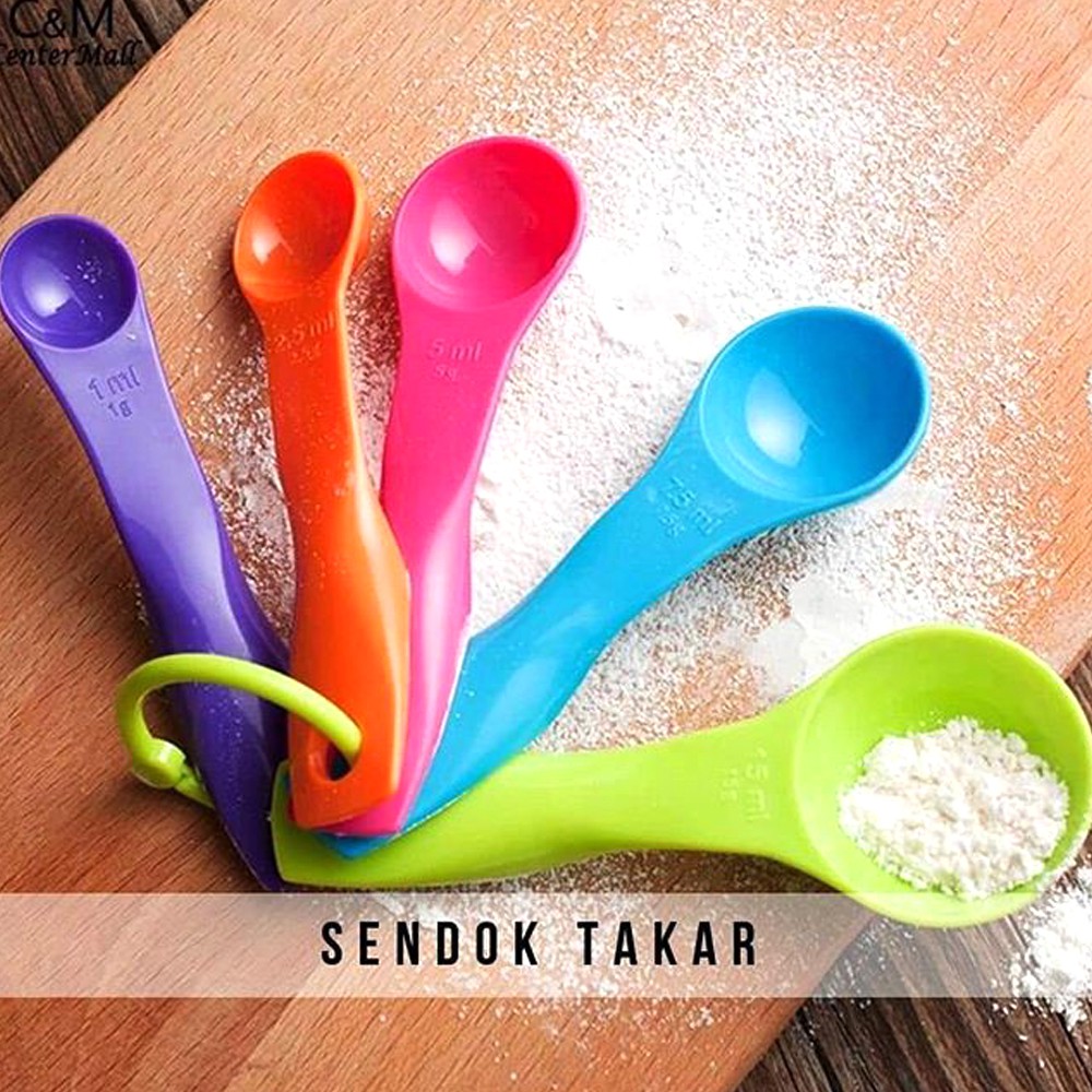 Sendok Takar Set 5 Bumbu Warna - Warni