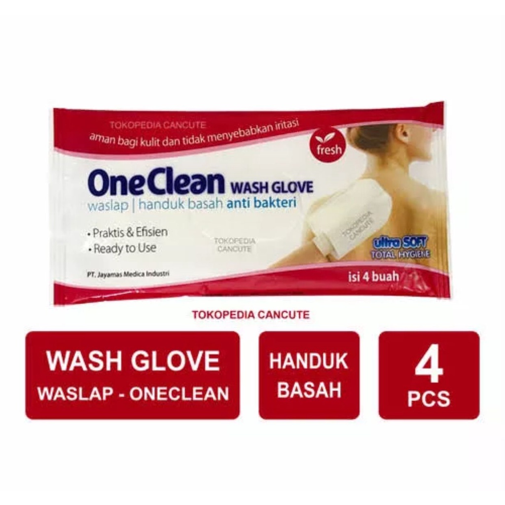 One Clean Wash Glove Waslap Handuk Basah Anti Bakteri Onemed Isi 4pcs