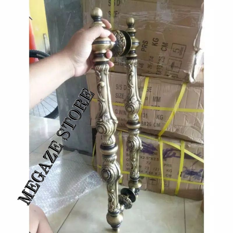 Gagang Pintu Mewah Panjang 57Cm Handle Pintu Kuningan Baut Tembus
