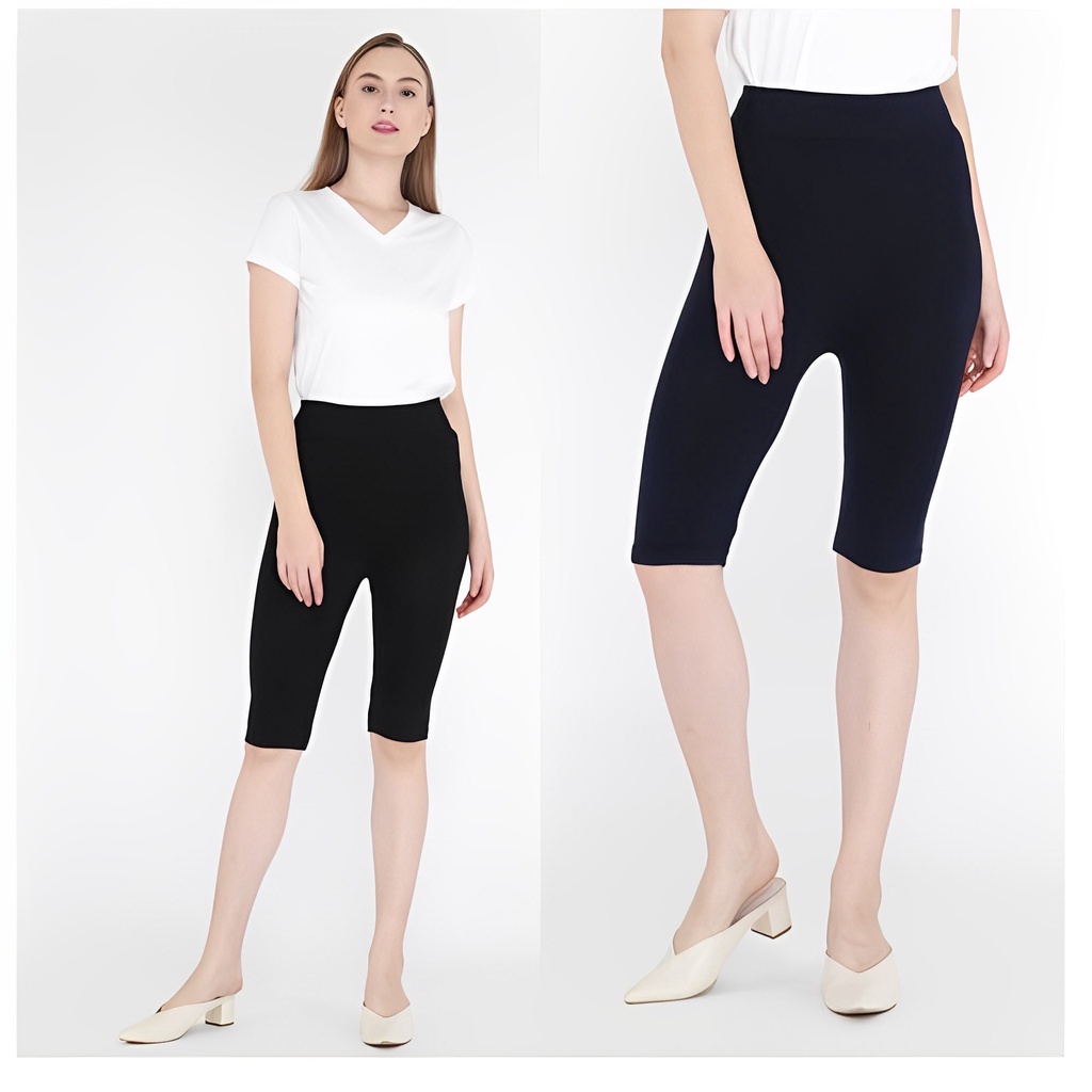 Legging Pendek Rayon Premium Lembut Standar &amp; Jumbo BB 30-85 KG Polos Rayon Legging Rayon Premium