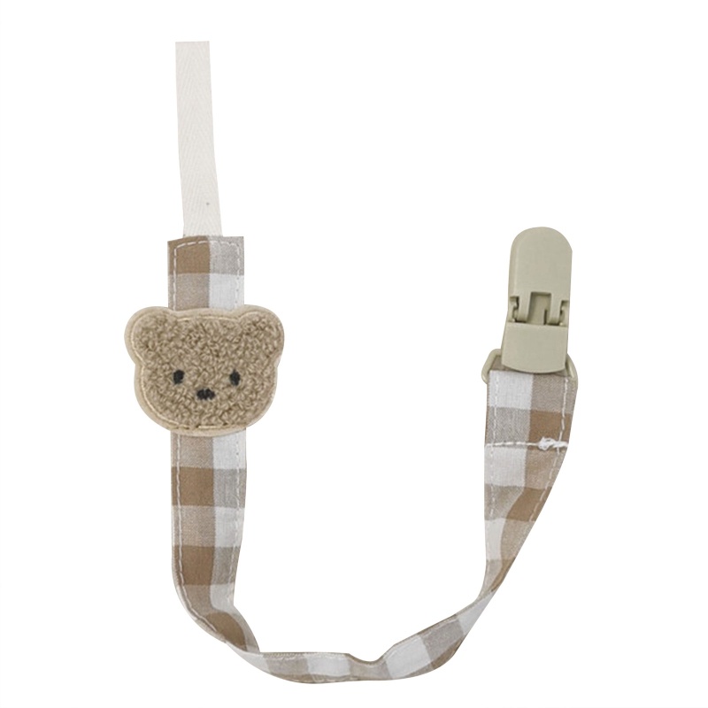 Mary Klip Holder Dot Empeng / Teether Bayi Motif Bordir Kartun Beruang Bahan Plastik DIY