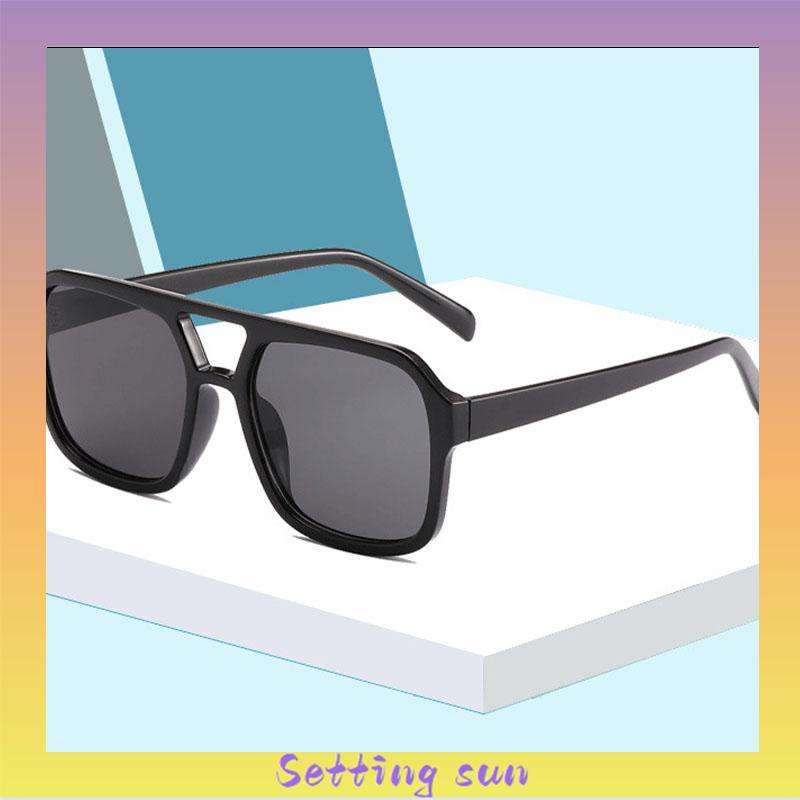 2022 Kacamata Hitam Aviator Retro Klasik Frame Kotak Besar Anti Uv Untuk Wanita TN