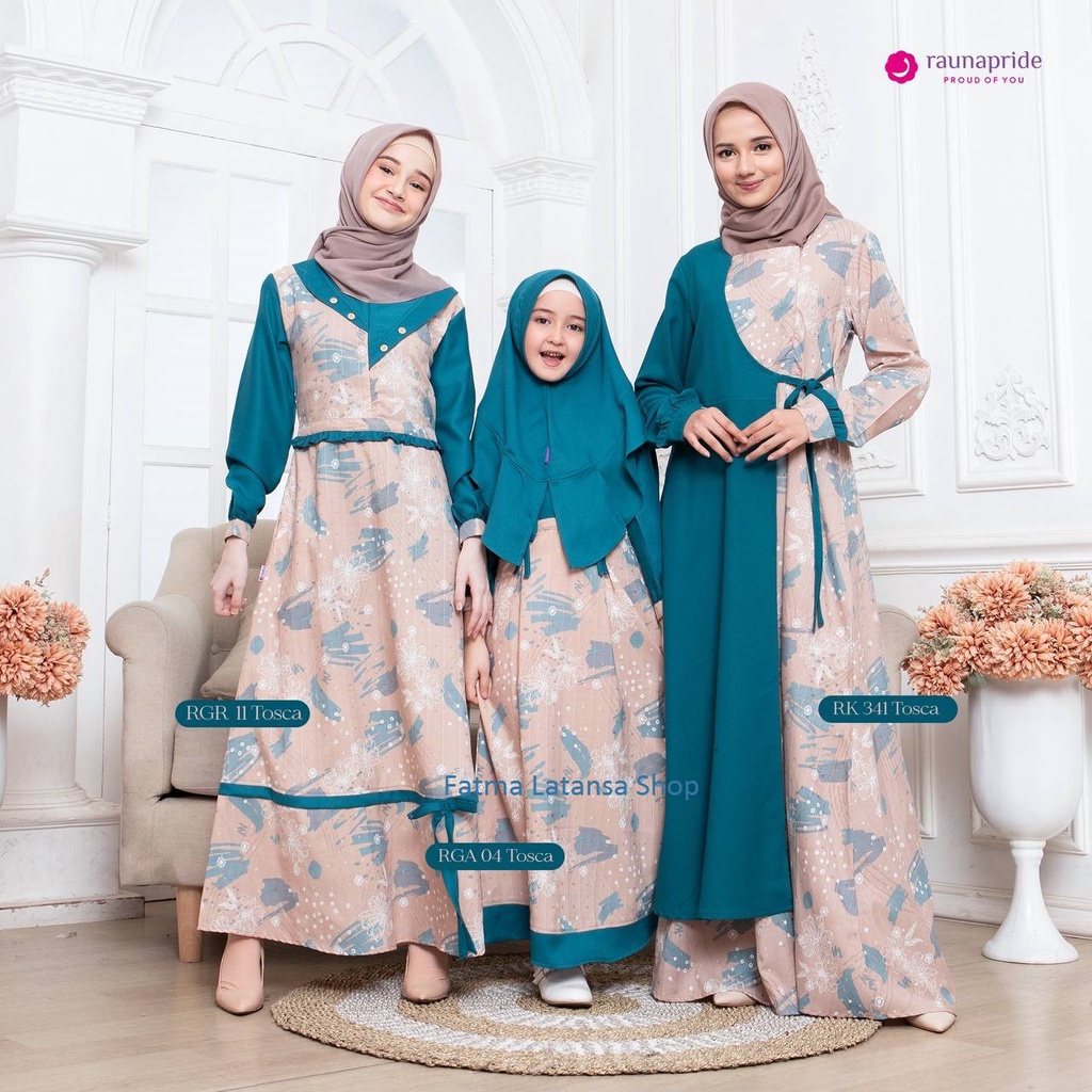 Gamis couple rauna rk 341 rgr 11 rga 04  Tosca / dress wanita / gamis ibu dan anak / baju wanita / g