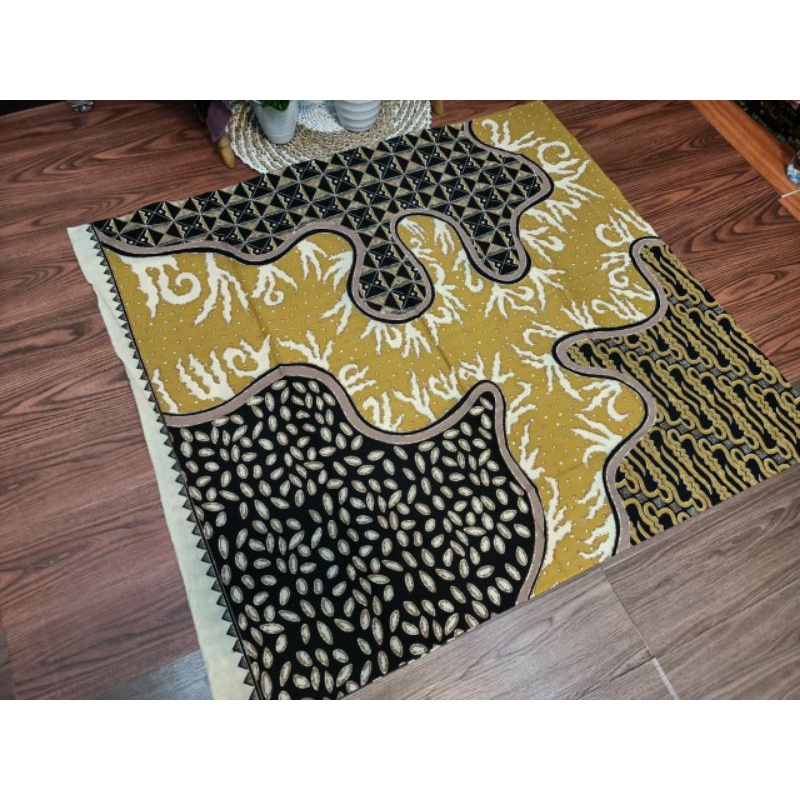 Kain batik solo new motif Abstrak kuning tengah