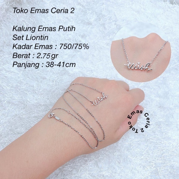 Kalung Emas Putih Set Liontin