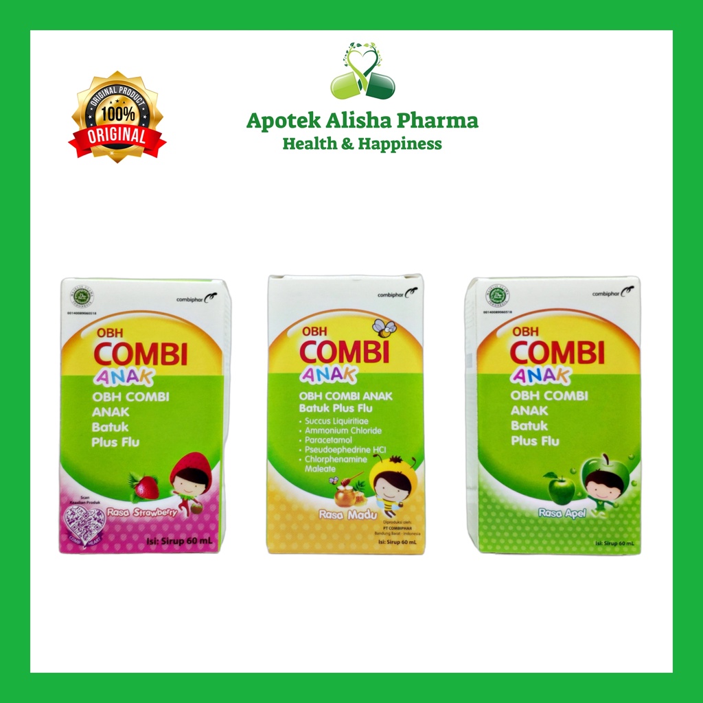 OBH COMBI ANAK SYRUP 60ml-OBH Combi Anak Sirup Obat Batuk/Flu/Pilek/Hidung Tersumbat/Panas/Demam Anak Strawberry/Jeruk/Apel/Madu