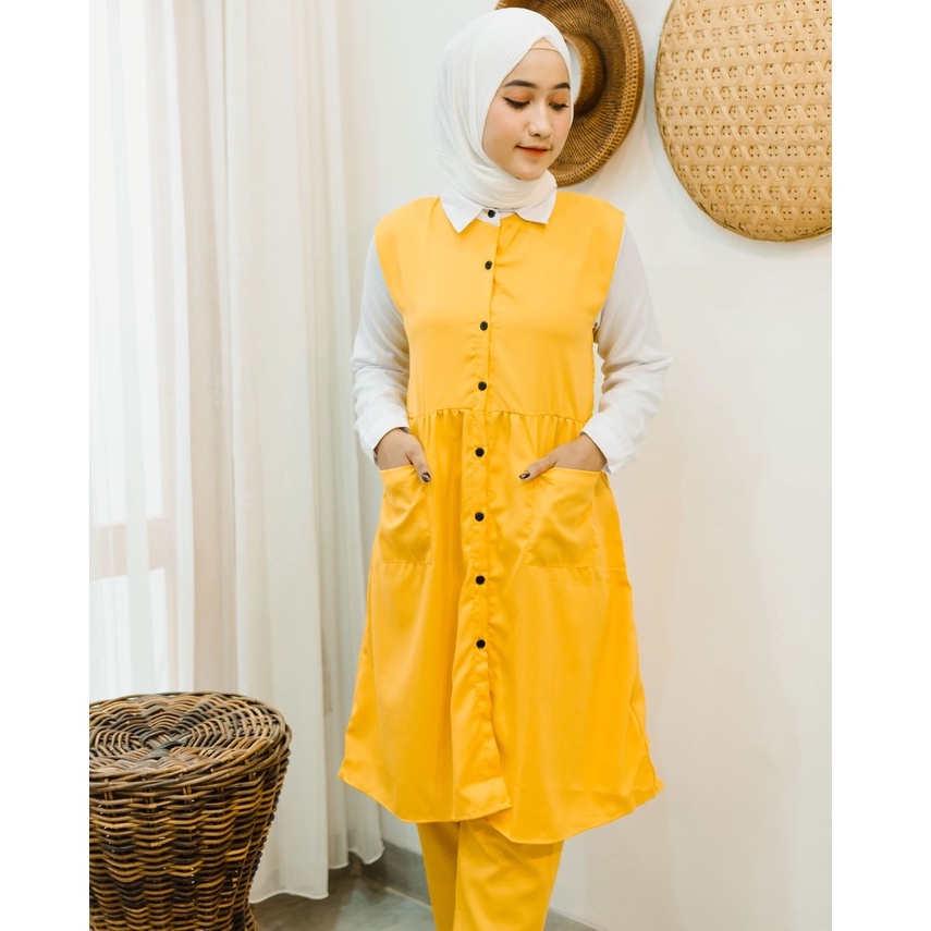 (MGA) ONE SET DELFONA DAILY LONG TUNIK SET MOSCREPE