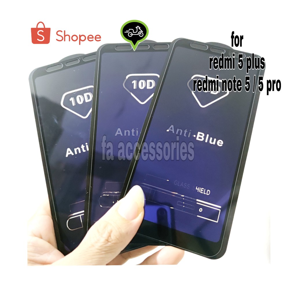 Tempered Glass Bluray Anti Blue Light Full 10D 99D redmi 5 plus 5plus note 5 5pro  screen protector