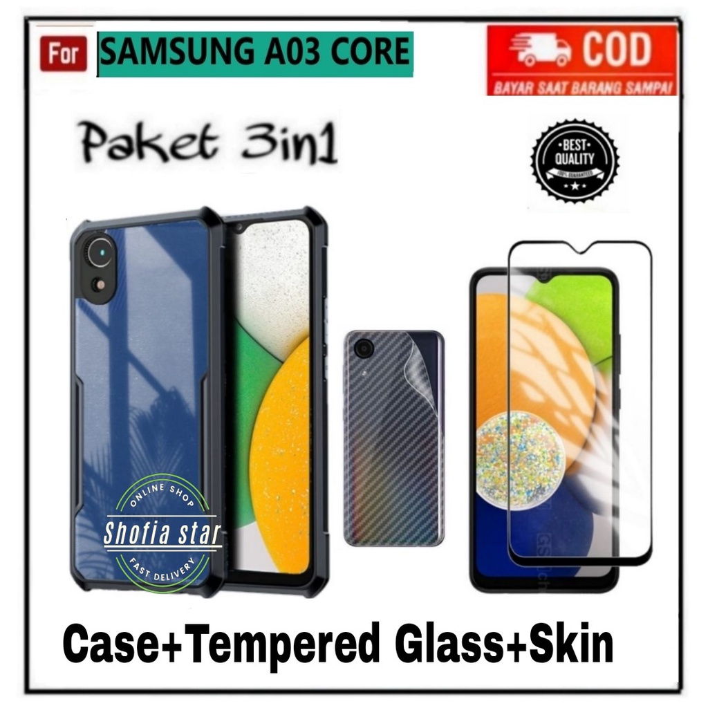 3IN1 CASE SAMSUNG A03 CORE A03 SOFTCASE SHOCKPROOF TRANSPARAN CAMERA PROTECT CASING