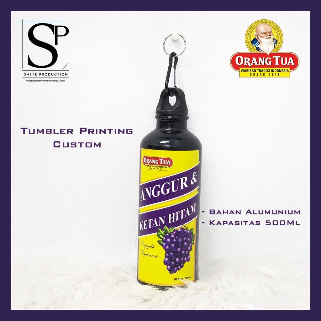 Botol Minum Printing Unik Motif Minuman │ Tumbler Printing Unik-Anggur Ketan Hitam