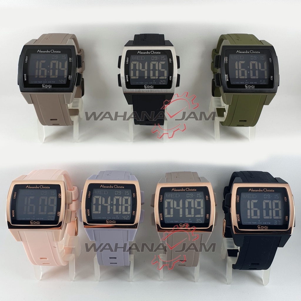 Alexandre Christie AC 9343 / Jam Tangan Wanita AC9343 Rubber Digital Kotak Alexander Tali Karet