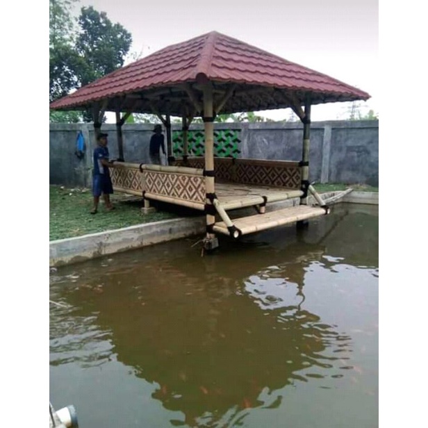 JKRB saung gazebo bambu minimalis ukuran 2mX4m harga peryunit