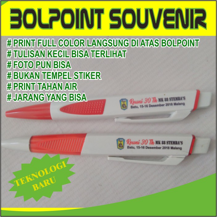 

BOLPOINT PROMOSI SOUVENIR SEMINAR FULL COLOR BUKAN SABLON/STIKER