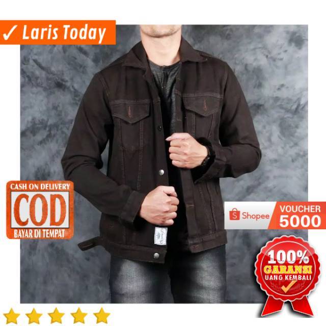 JAKET JEANS PRIA DENIM COWOK ORIGINAL BROWN