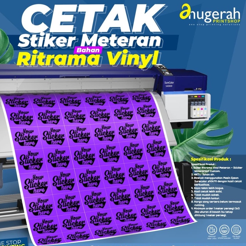 

Cetak Stiker Ritrama Vinyl Meteran - Sticker Waterproof Custom