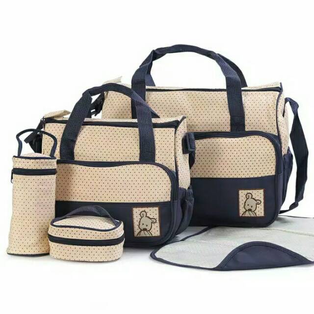 Diaper Bag Tas Perlengkapan Bayi Travelling Bag 5In1 Multifungsi