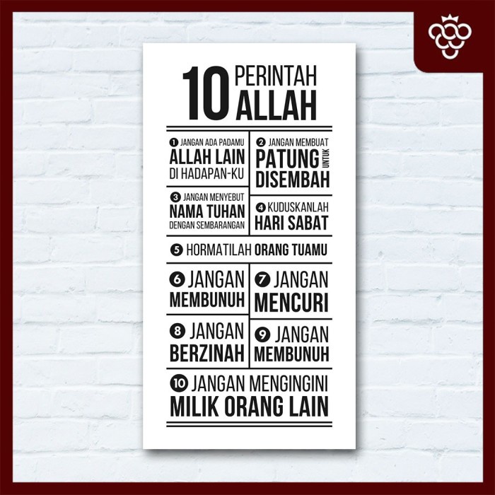 Hiasan Dinding 10 Perintah Allah (M) - Putih