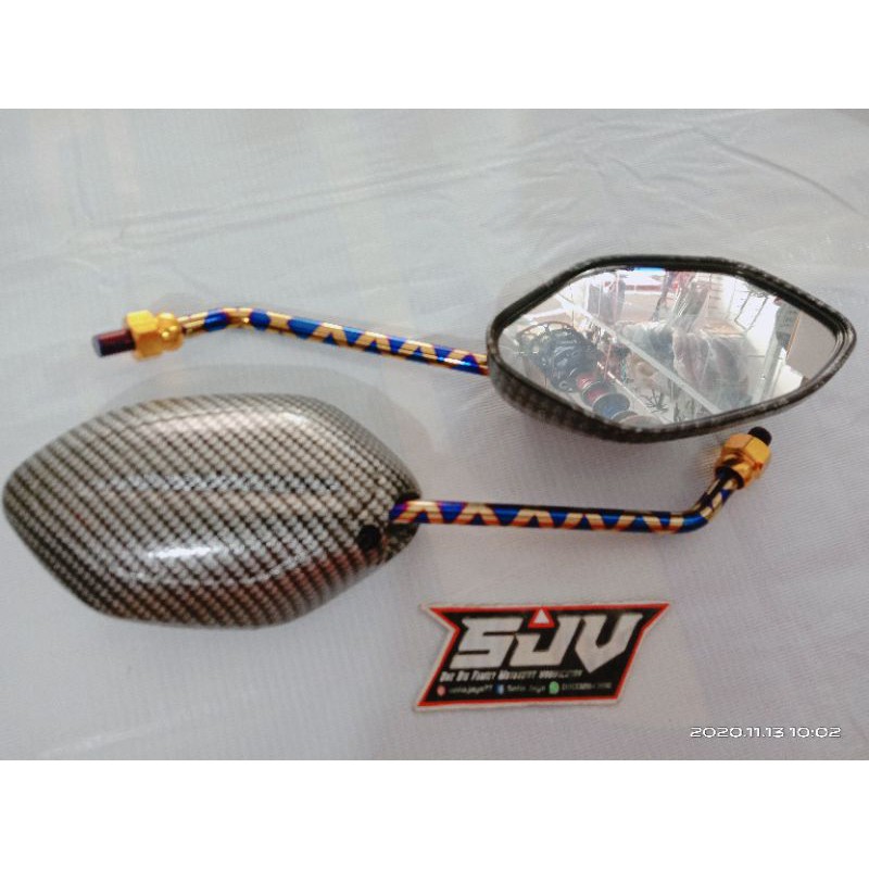 SPION KARBON BEAT GAGANG PANJANG MOTIF BLUE XX MURAH