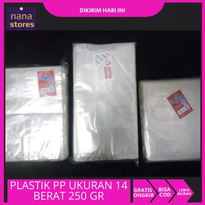 Jual Plastik PP bening bungkus makanan dan barang ukuran 14x20 14x25