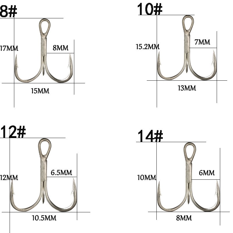 10Pcs Umpan Pancing Bentuk Ikan dengan Kail / Mata Pancing Treble Fishing Hook