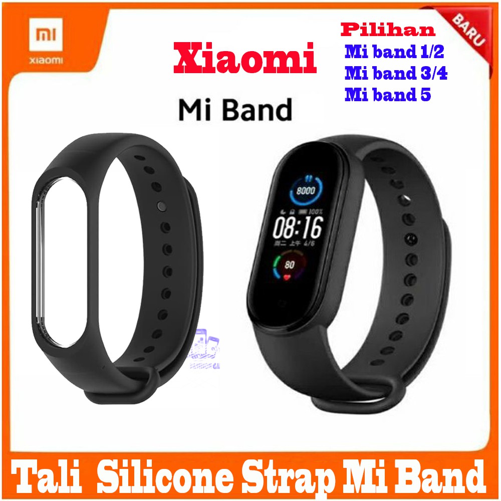 Silicone Strap Xiaomi Mi Band 1 Mi Band 2 Bracelet Tali Gelang Xiaomi Mi Band 3 Mi band 4 Mi Band 5