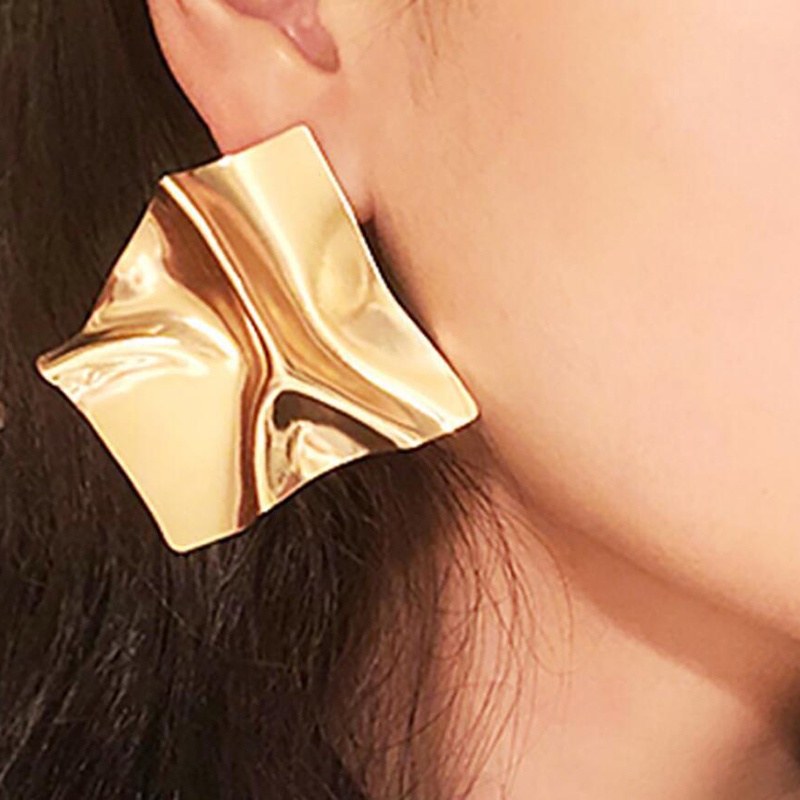 Anting Tusuk Asimetris Model Geometri Bahan Metal Gaya Eropa / Amerika Untuk Wanita