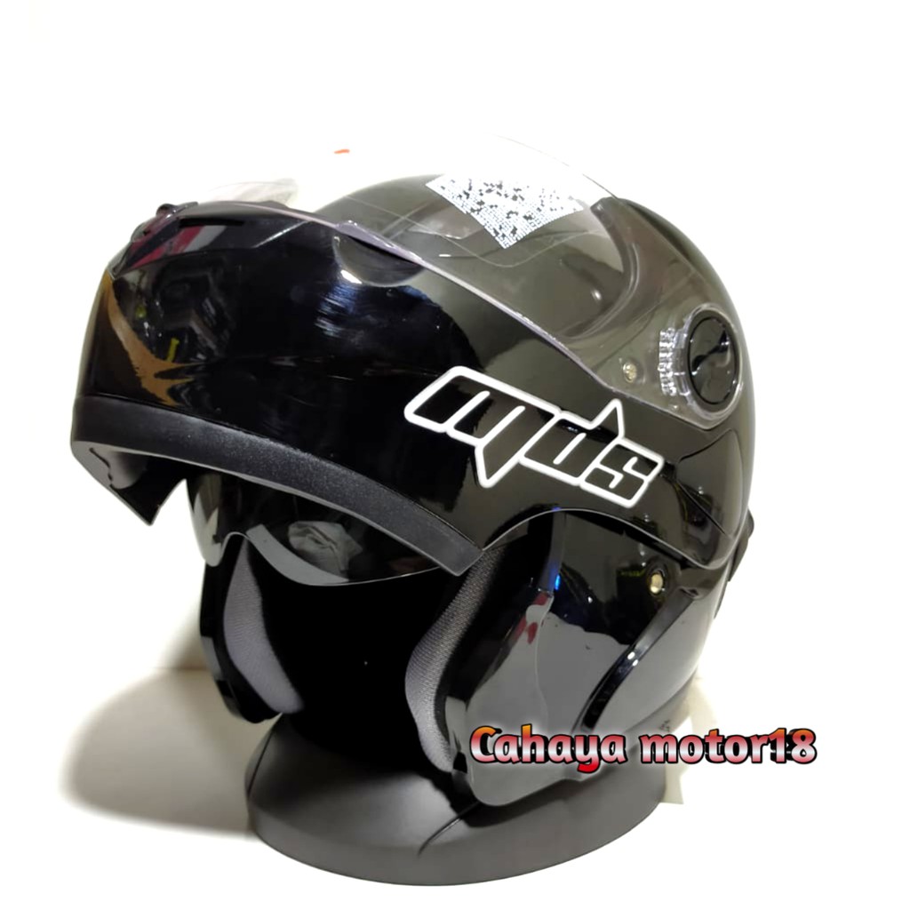 HELM MDS PRO RIDER SOLID BLACK HITAM MODULAR/HELEM MDS ORIGINAL