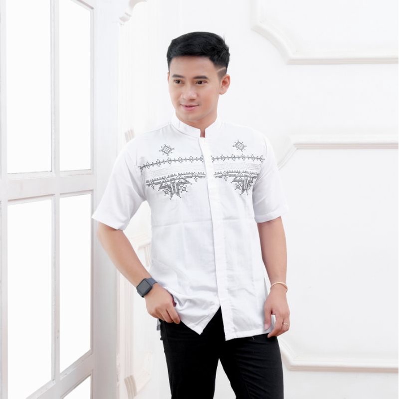 flash sale koko putih bordir,koko pria dewasa,koko bordir dewasa,koko pendek bordir,koko putih