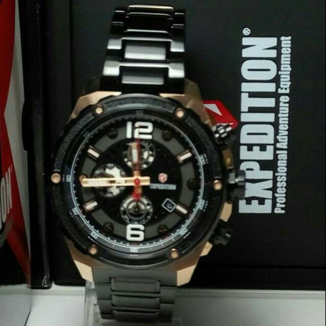 JAM TANGAN PRIA EXPEDITION E-6732M BLACK GOLD ORIGINAL