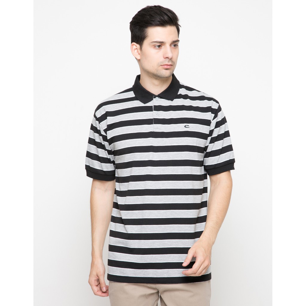  Matahari  Cole  Polo  Shirt Print Stripes Hitam Shopee 