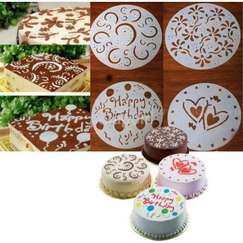 

stensil kue/cake stencil ( 4 pcs)