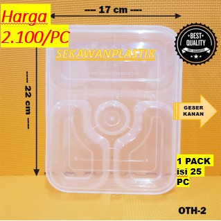 BISA RETUR! Thinwall tray Bento box 3 4 sekat Tempat Makanan Plastik / Food Container OTH-2 OTIPACK